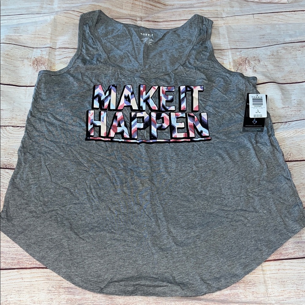 Torrid Active Gray Graphic Tank Top Size 1
